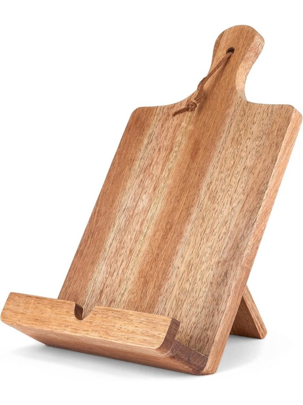Rustic Acacia Wood Cookbook Stand & Tablet Holder - Stylish Kitchen Decor